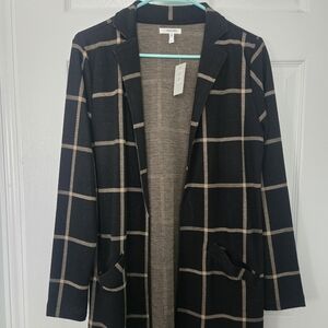Halogen Black and Tan Plaid Blazer